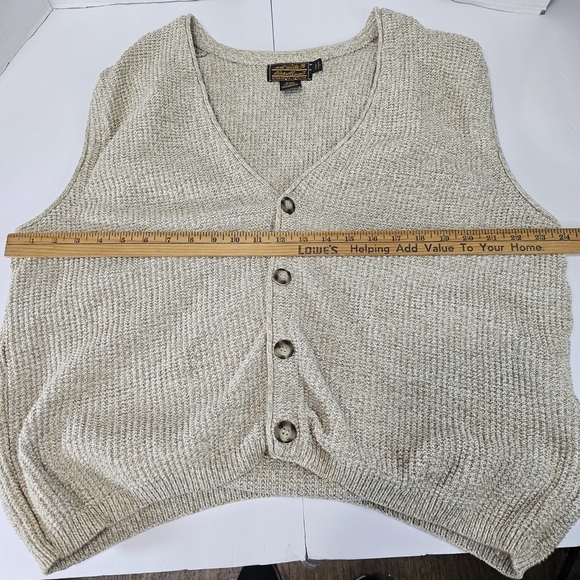 Eddie Bauer Men's Tan Cardigan Vest Sz L Mens Cotton Grandpa Bussines Casual - Picture 6 of 10